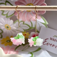 Image 1 of flower drop earrings – 10k gold-plated