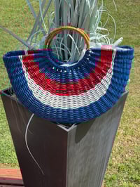 Image 1 of Red White & Blue Tote w/wooden handles