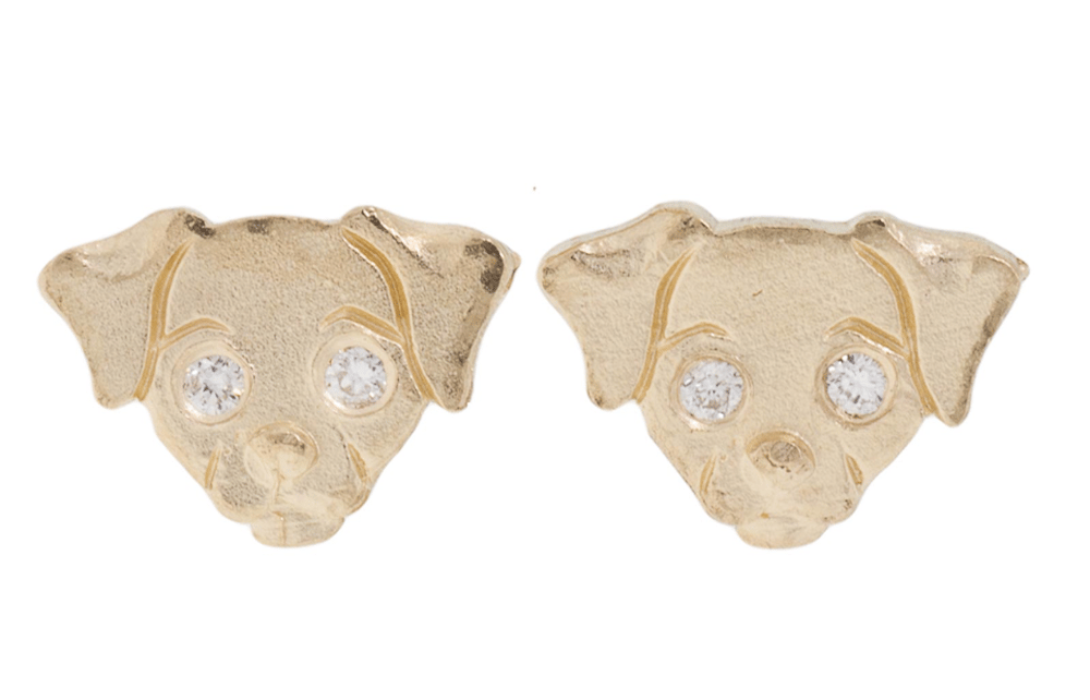 Image of 14 kt and Dia Dog Post Earrings