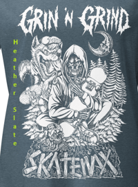 Image 2 of Women’s  Bella V-Neck Tee - White Ink/Transparent - Skull/Wolf - Free U.S. Shipping!