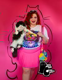 Image 3 of Time Capsule Collection 1980's Inspired Plus Size Woman with Scottish Fold Cat