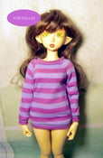 Image of Handmade pink and lilac stripes sweatshirt for MINIFEE, slim 1/4 bjd doll 