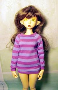 Image 2 of Handmade pink and lilac stripes sweatshirt for MINIFEE, slim 1/4 bjd doll 