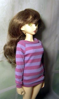 Image 3 of Handmade pink and lilac stripes sweatshirt for MINIFEE, slim 1/4 bjd doll 