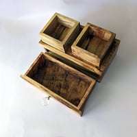 Image 2 of Desktop/Nightstand Organizer - Curly Maple with Glass & Metal Knob I