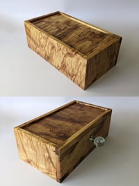 Image 3 of Desktop/Nightstand Organizer - Curly Maple with Glass & Metal Knob I