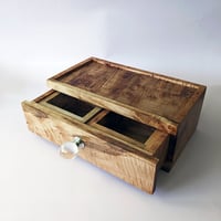 Image 5 of Desktop/Nightstand Organizer - Curly Maple with Glass & Metal Knob I