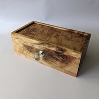 Image 1 of Desktop/Nightstand Organizer - Curly Maple with Glass & Metal Knob II