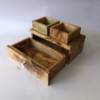 Image 5 of Desktop/Nightstand Organizer - Curly Maple with Glass & Metal Knob II