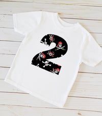 Image 2 of Pirate Birthday Shirt Boy’s Skulls Pirate Party Top 