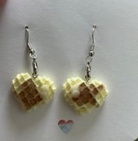 Image 2 of Waffle with butter and syrup dangly earrings, Polymer clay earrings
