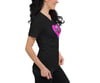 Geraniums and Wildflowers - Pink Heart - Black Ladies T-shirt