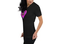 Image 3 of Geraniums and Wildflowers - Pink Heart - Black Ladies T-shirt