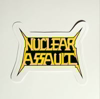 Image 1 of Nuclear Assault Yellow Band Logo Matte Vinyl Sticker