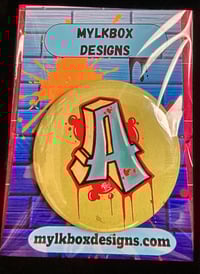 Buttons pins Graffiti letters