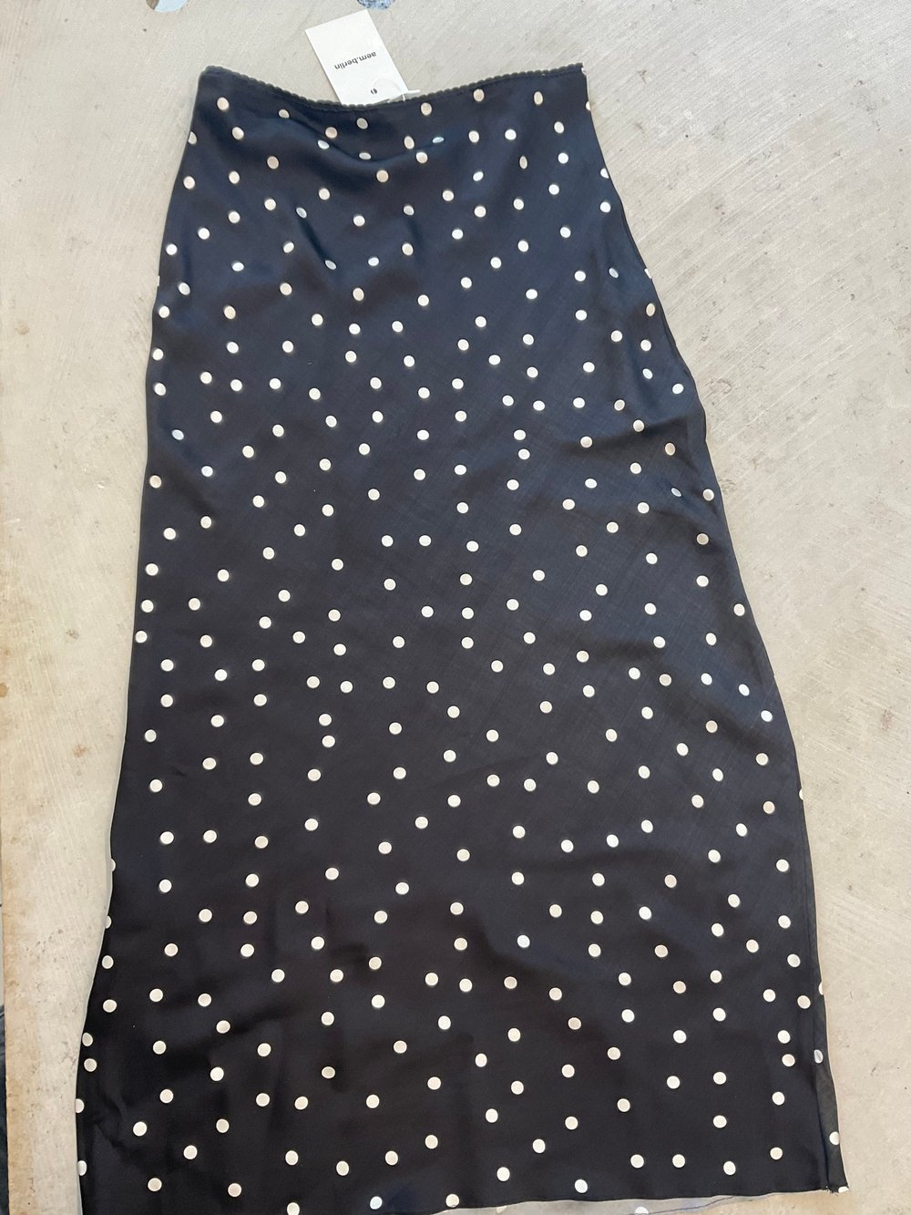 Bias cut maxi skirt with dots 