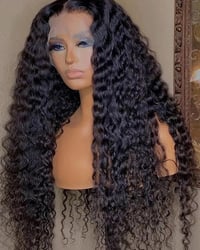 Image 2 of 100% Human Hair 16”Burmese Curly HD Lace Front Wig