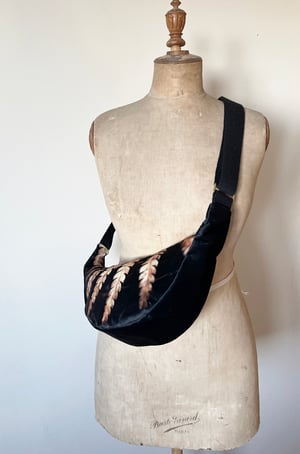 Image of Golden fern, large velvet crossbody sling bag
