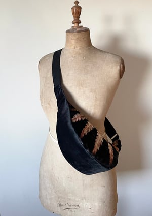 Image of Golden fern, large velvet crossbody sling bag