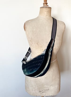 Image of Storm feather, large velvet crossbody sling bag