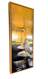 Image 3 of Original Canvas - Heron on Black and Gold - 16" x 40"