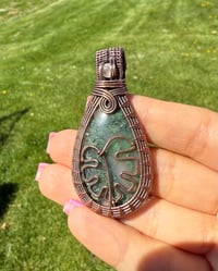 Moss Agate & Rose Quartz Monstera Pendant