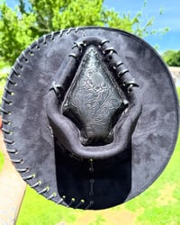 Image 1 of Black Leather Paisley on Arrow Crown 