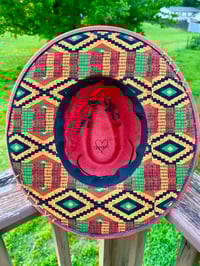 Image 1 of Kente Cloth Fabric Distressed Hat