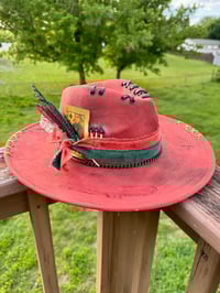 Image 2 of Kente Cloth Fabric Distressed Hat