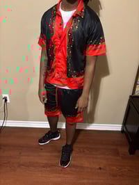 Image 3 of Loyalty Over Love Red and Black button down sets