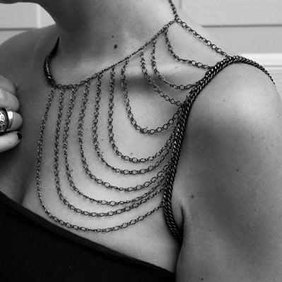 Image of Gunmetal Shoulder Harness Necklace
