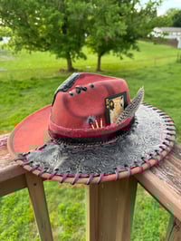 Image 1 of Distressed Two Tone Black Leather Hat