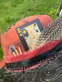 Image 2 of Distressed Two Tone Black Leather Hat