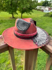 Image 4 of Distressed Two Tone Black Leather Hat