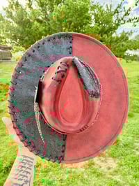 Image 5 of Distressed Two Tone Black Leather Hat