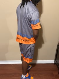 Image 1 of Loyalty Over Love Orange and Blue Button down sets