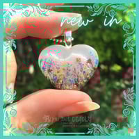 Image 1 of Rainbow Wild Flower Meadow Hand Painted Resin Heart Pendant