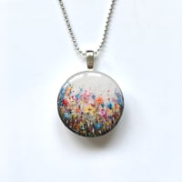 Image 4 of Rainbow Wild Flower Meadow Hand Painted Resin Pendant