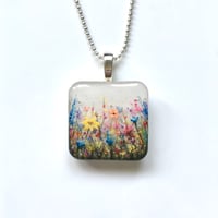 Image 5 of Rainbow Wild Flower Meadow Hand Painted Resin Pendant