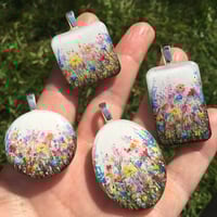 Image 6 of Rainbow Wild Flower Meadow Hand Painted Resin Pendant