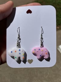 Image 1 of Animal cookie dangly earrings, Polymer clay earrings