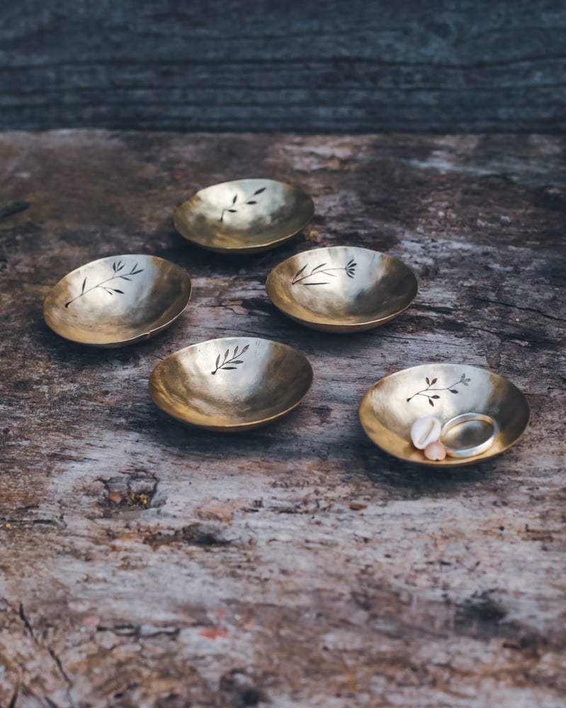 Image of Botanical brass trinket dish