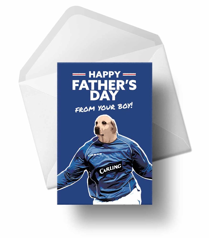 Image of Lovenkrands Dog - Fathers Day Card for Rangers Fans