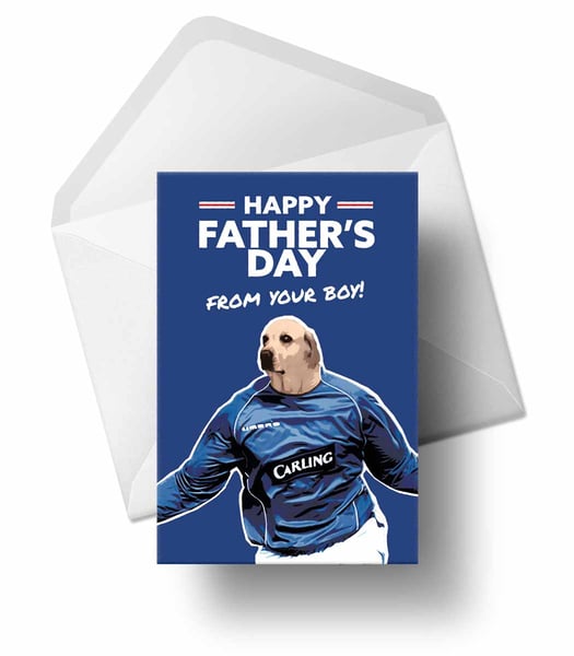 Image of Lovenkrands Dog - Fathers Day Card for Rangers Fans
