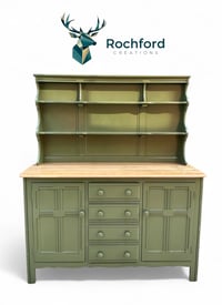Image 2 of Ercol Kitchen/Dining Room Dresser 4 Drawers 2 Cupboards Sprayed In Olive Green