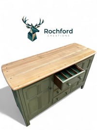 Image 5 of Ercol Kitchen/Dining Room Dresser 4 Drawers 2 Cupboards Sprayed In Olive Green