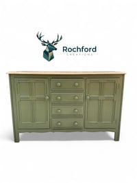 Image 4 of Ercol Kitchen/Dining Room Dresser 4 Drawers 2 Cupboards Sprayed In Olive Green