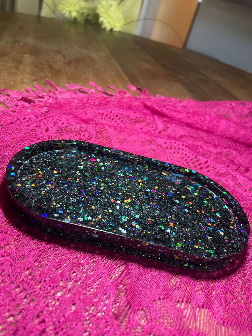 Image of Dark Mermaid Green Glitter Resin Rolling Tray