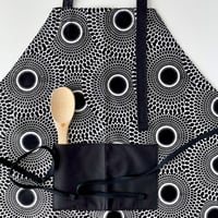 Image 3 of Ankara Apron, African Print Apron, Tribal Print Apron, Kitchen Apron, Black and White Circles