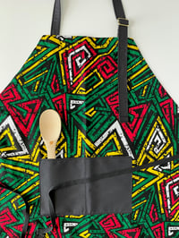 Image 3 of Ankara Apron, African Print Apron, Tribal Print Apron, Kitchen Apron, Red/Green/Yellow